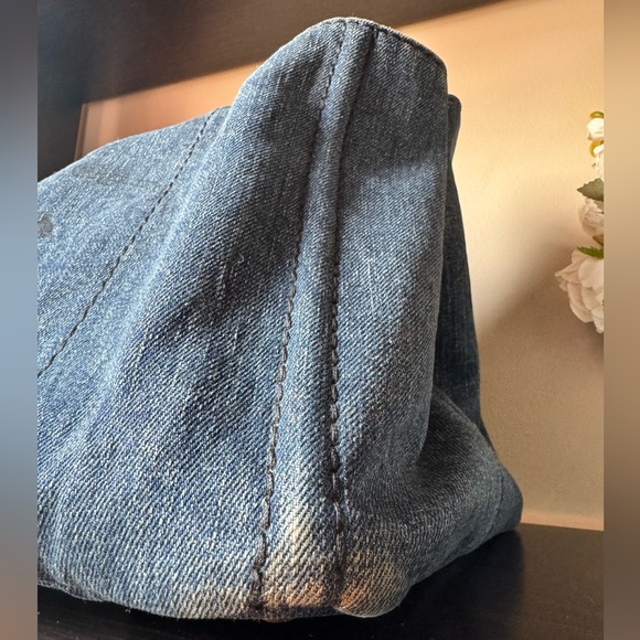 PRADA Medium Canapa Blue Denim Tote Bag - Picture 6 of 12
